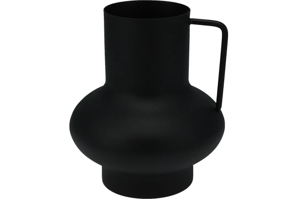 Vase en zinc-15cm-forme jarre avec manche-noir