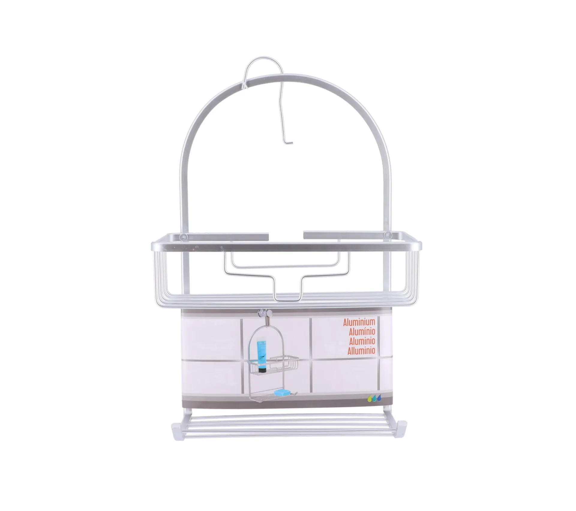 SERVITEUR DE DOUCHE EN ALU-NOIR-2 NIVEAUX-49.5X28X12.5CM