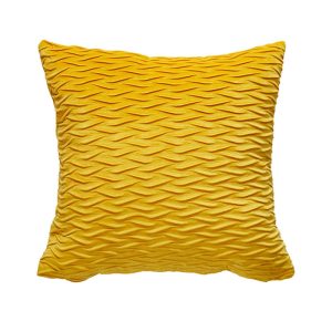 COUSSIN DECORATIF-45X45CM-DEHOUSSABLE-MOTIF VAGUE-JAUNE