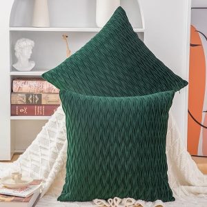COUSSIN DECORATIF-45X45CM-DEHOUSSABLE-MOTIF VAGUE-VERT