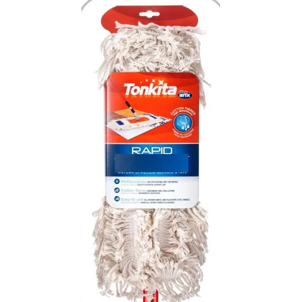 BALAI MOP PLAT EN COTON AVEC MANCHE TELESCOPIQUE-130CM - Image 3