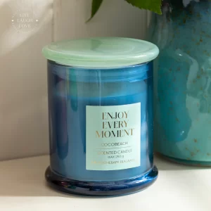 Bougie parfumee-250g dans photophore en verre-9x11cm-parfum ASST