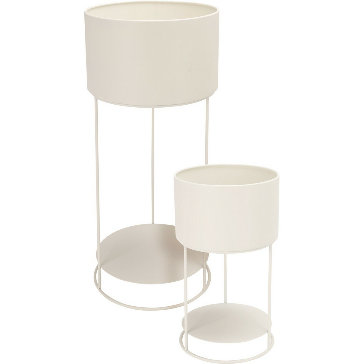 Pot de fleur en métal sur socle-2pcs-blanc