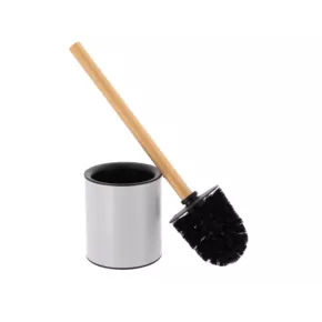 BROSSE WC +MANCHE EN BAMBOU -GRIS CLAIR-NATUREL