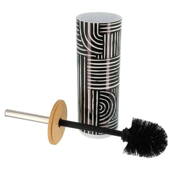 BROSSE WC+SOCLE EN PLASTIQUE-IMPRIME VIBES NOIR BLANC
