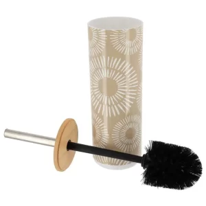 BROSSE WC+SOCLE EN PLASTIQUE-EN BAMBOU-IMPRIME ETHNIQUE
