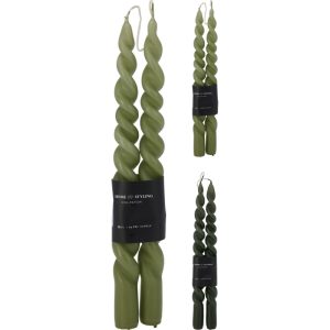 Bougie décorative torsadee-29cm-2pcs-vert