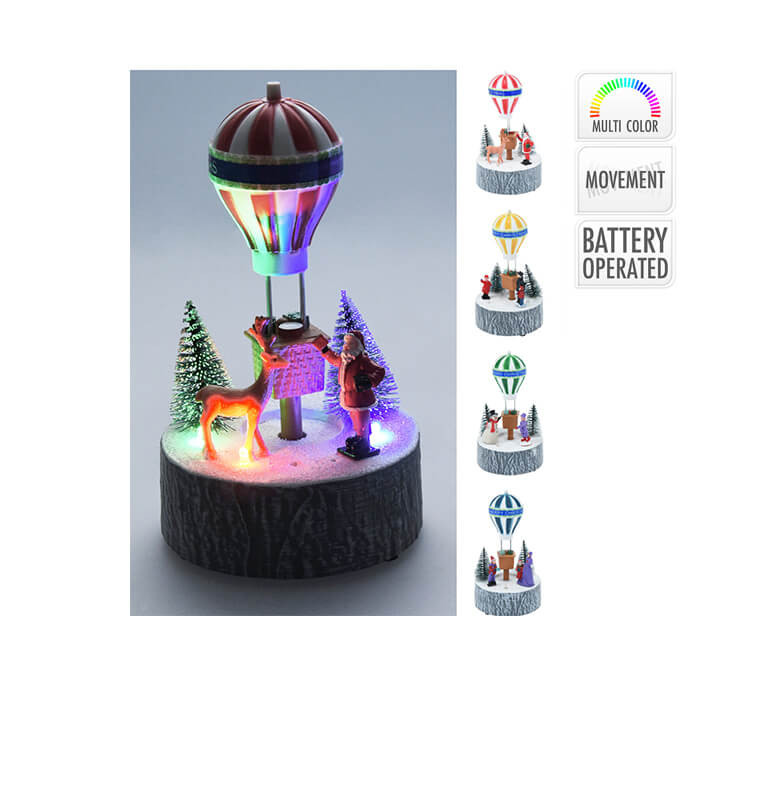 Noel scène lumineuse a led-17cm-deco montgolfière ASST