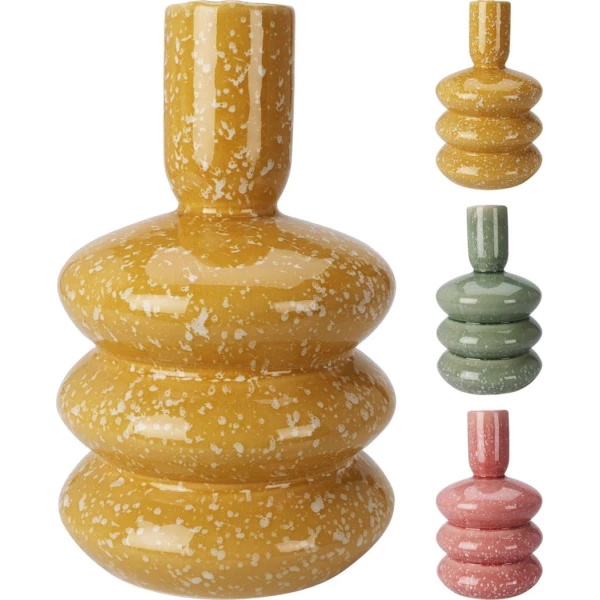 Vase  en ceramique-28cm 3anneaux tacheté ASST - Image 4