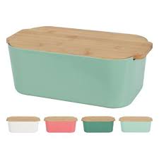 Boite a pain en plastique avec couvercle en bambou ASST – Image 6