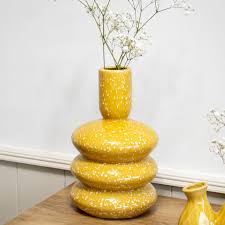 Vase  en ceramique-28cm 3anneaux tacheté ASST - Image 3