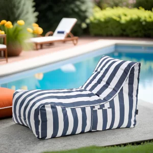 FAUTEUIL GONFLABLE-110X67X65CM-RAYURES-BLEU BLANC