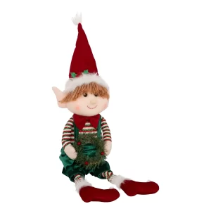 Noel lutin assis-68cm-rouge-vert-multi