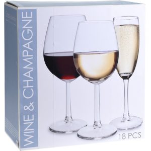 SERVICE 18PCS-VERRES A VIN/CHAMPAGNE