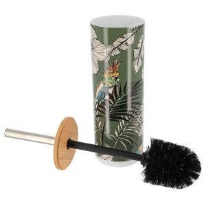 BROSSE WC+SOCLE EN PLASTIQUE-EN BAMBOU-IMPRIME JUNGLE