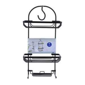 SERVITEUR DE DOUCHE EN ALU-NOIR-3 NIVEAUX-28X12.5X65CM