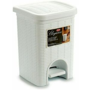 POUBELLE 6L-EN PLASTIQUE A PEDALE ELEGANCE-BLANC