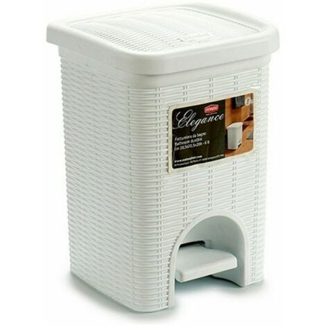 POUBELLE 6L-EN PLASTIQUE A PEDALE ELEGANCE-BLANC