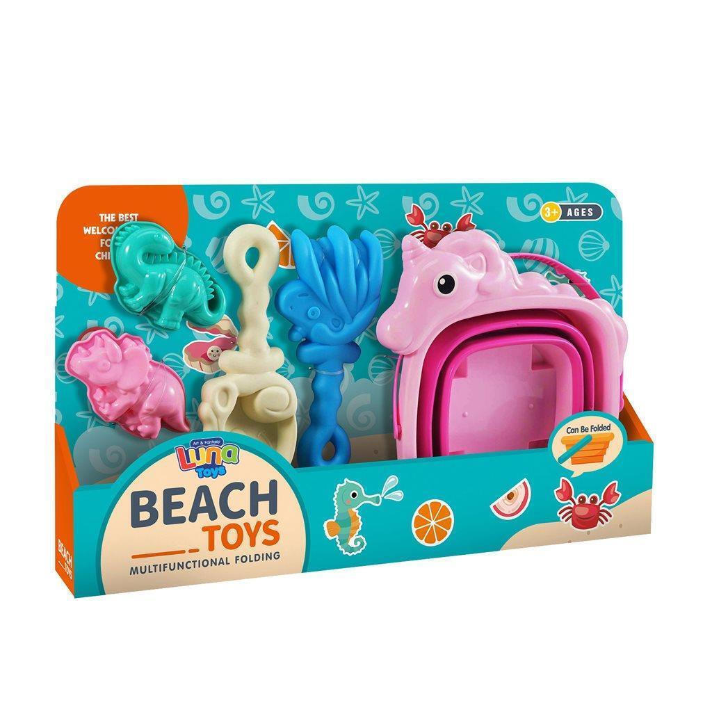 Jeu de plage seau+ accessoires motif animaux 2x24