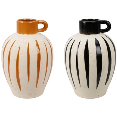 Vase en ceramique-27cm-beige-motif rayures ASST - Image 4