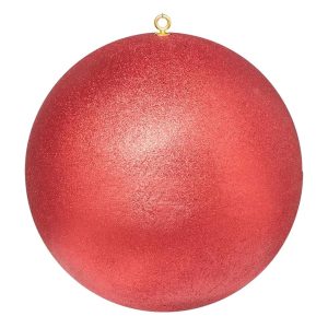 NOEL-BOULE DE SAPIN-25CM-EN PLASTIQUE PAILLETE ROUGE
