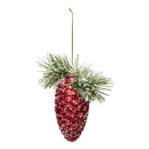 NOEL DECO A SUSPENDRE-13CM-POMME DE PIN EN VERRE