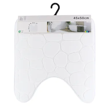 TAPIS CONTOUR WC-45X50CM-DE FORME GALET-BLANC