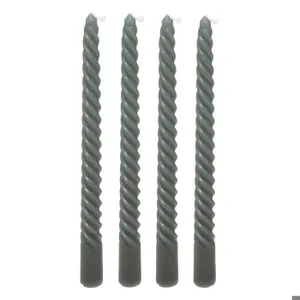 BOUGIE DECORATIVE EN BATON-4PCS-4X25CM-HUGO VERT