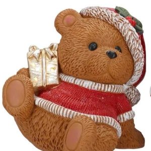 NOEL-OURS LUMINEUX A LED-29CM-BONNET+PAQUET CADEAU