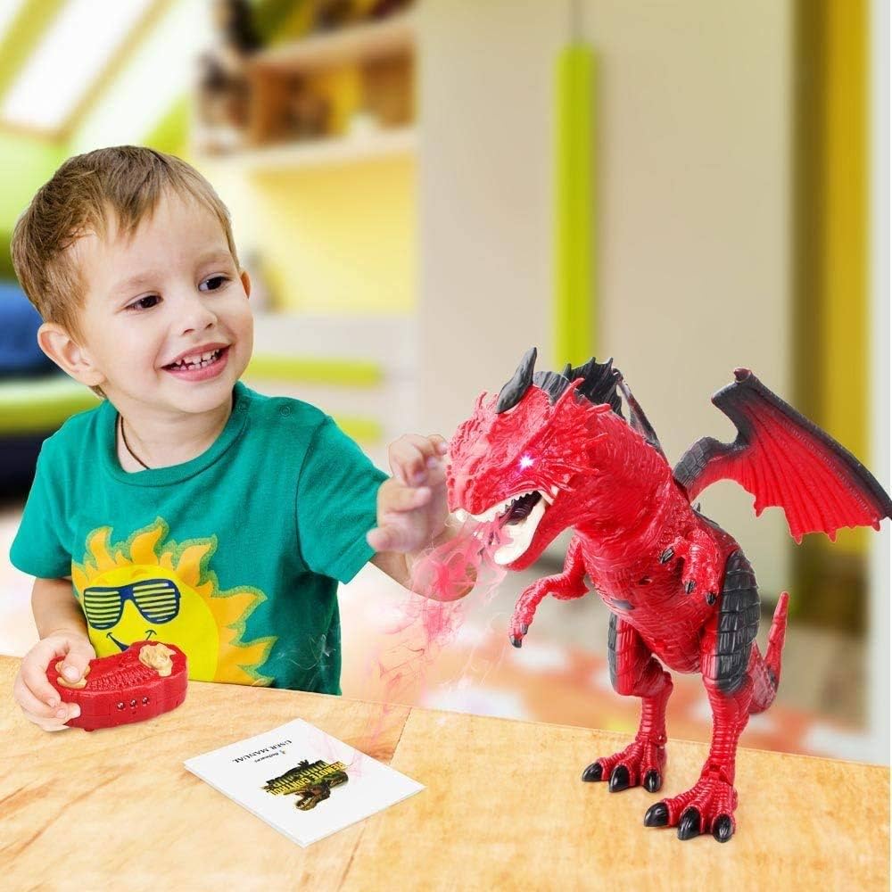 DINOSAURE R/C DRAGON CRACHEUR-SONORE-ROUGE-47X28CM - Image 2