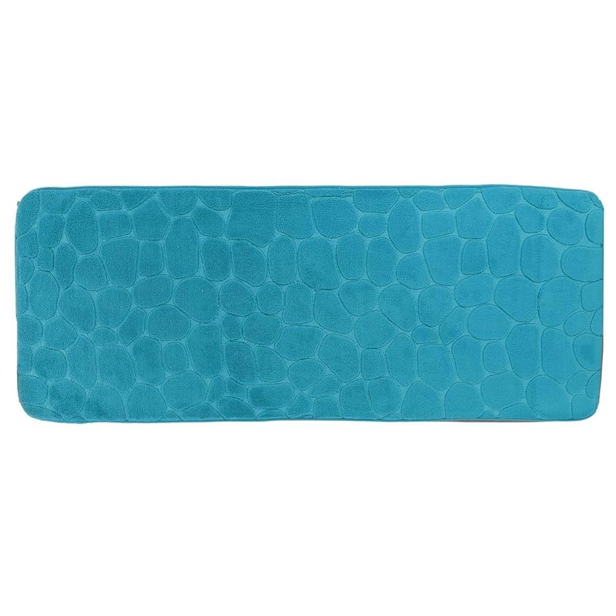 TAPIS DE SDB-45X120CM EN MICROFIBRE-FORME GALET-BLEU CANARD - Image 3