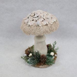 Noel champignon-20cm-en paille et jute naturel deco pin et baies