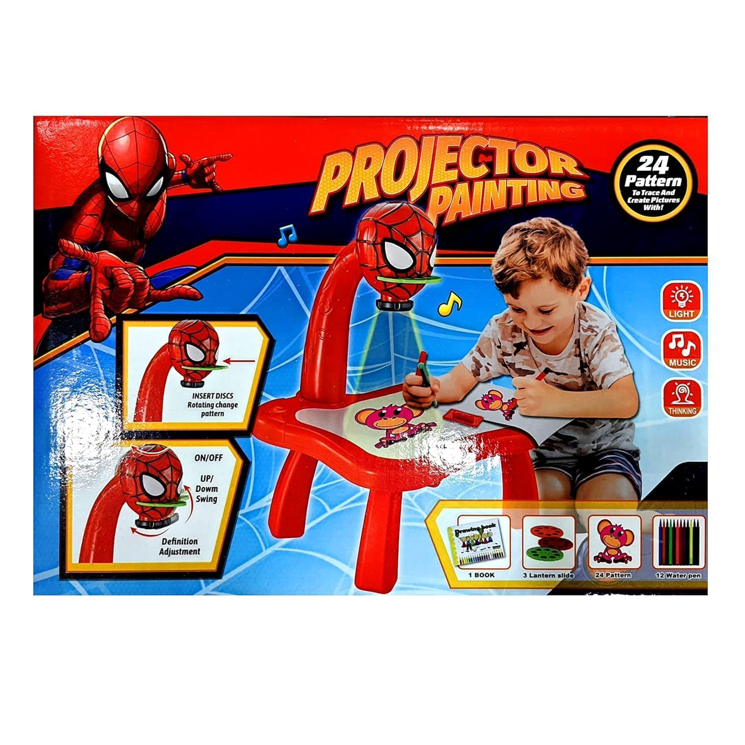 Table d'artiste enfant projection peinture Spiderman-24pcs - Image 3