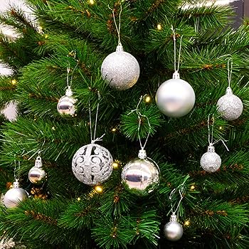 NOEL BOULE DE SAPIN-15 CM-ARGENTE PAILLETTE - Image 3