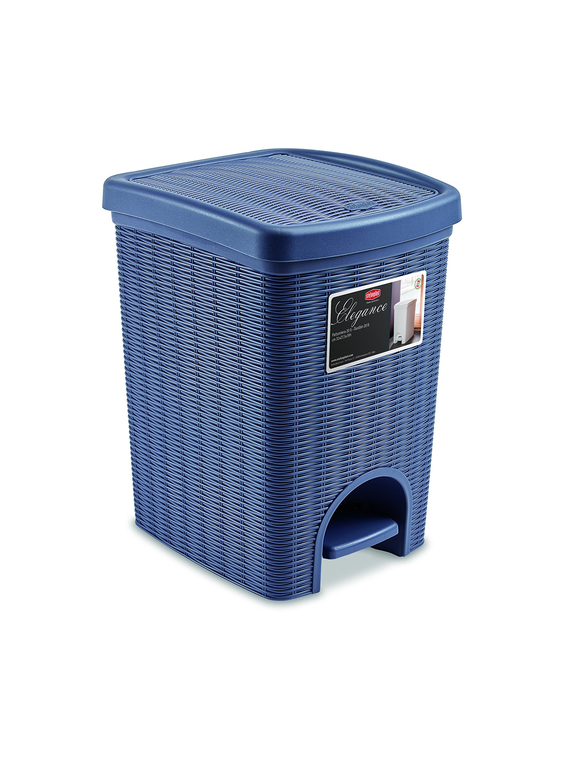 POUBELLE 6L-EN PLASTIQUE A PEDALE ELEGANCE-BLEU NAVY