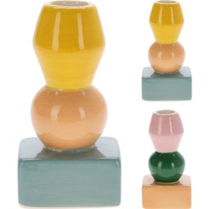 Bougeoir en ceramique6x12,5cm-multi ASST