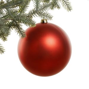 NOEL BOULE DE SAPIN-20 CM-EN PLASTIQUE ROUGE MAT