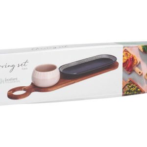 Service apéritif -3pcs-2 plats+ planche en bois d'acacia