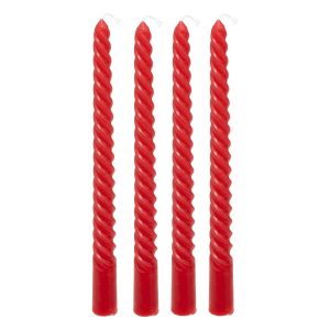 BOUGIE DECORATIVE EN BATON-4PCS-4X25CM-HUGO ROUGE