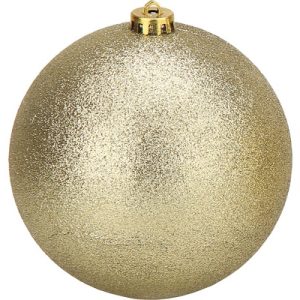 NOEL-BOULE DE SAPIN-20CM-EN PLASTIQUE PAILLETE DORE