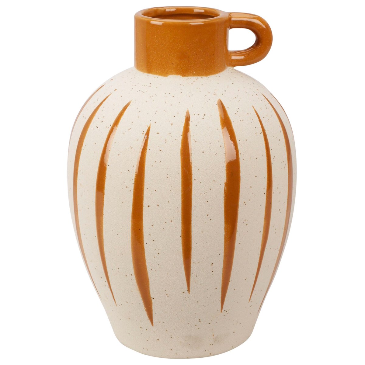 Vase en ceramique-27cm-beige-motif rayures ASST
