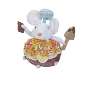 Noel souris chef sur cupcake-24x15x29cm