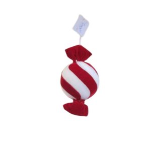 Noel gros bonbon en peluche-10cm-a suspendre-rouge-blanc