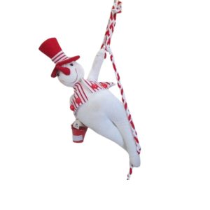 Noel bonhomme de neige avec corde-rouge-blanc-22x11x158cm
