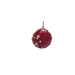 Noel boule de baies-rouges givrees-10cm-a suspendre