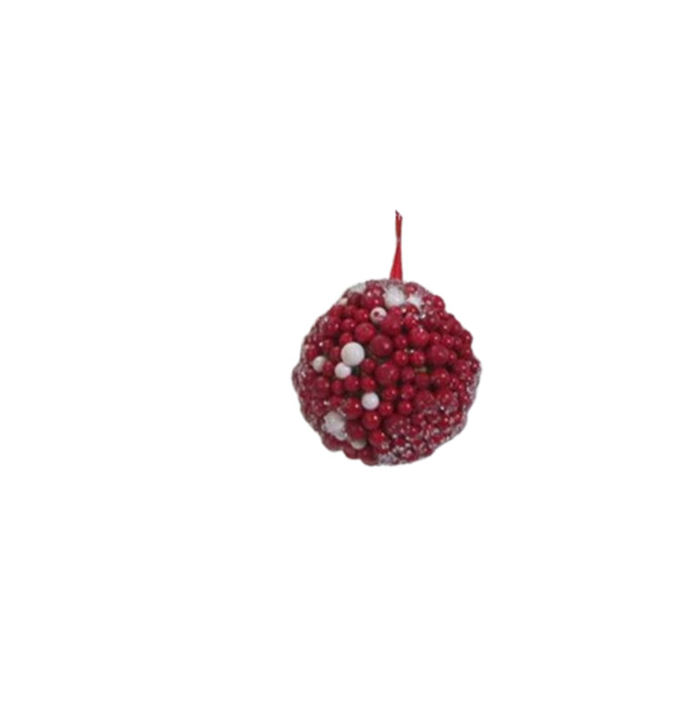 Noel boule de baies-rouges givrees-10cm-a suspendre