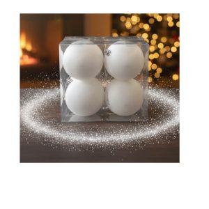 Noel boule de sapin-10cm-4pcs-blanc mat
