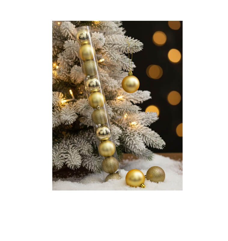 Noel boule de sapin-8cm-12pcs-dore asst