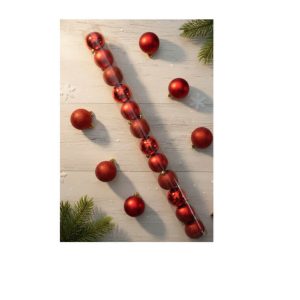 Noel boule de sapin-8cm-12pcs-rouge ASST