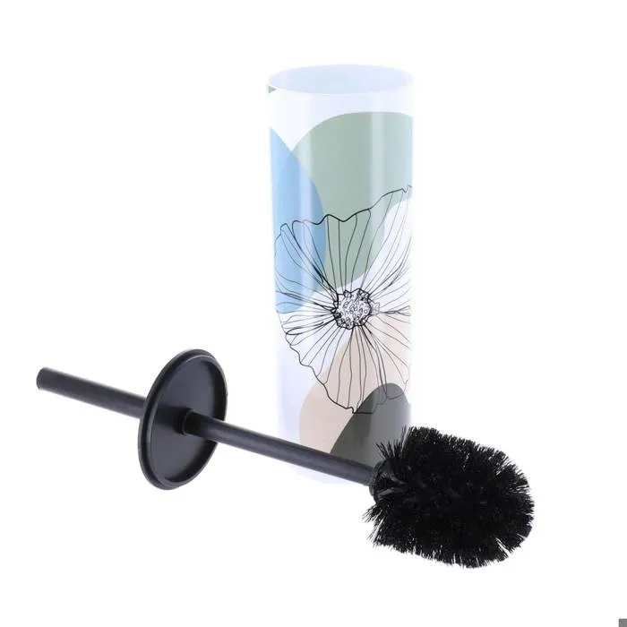 BROSSE WC+SOCLE EN PLASTIQUE-BAMBOU IMPRIME FLEURS - Image 3